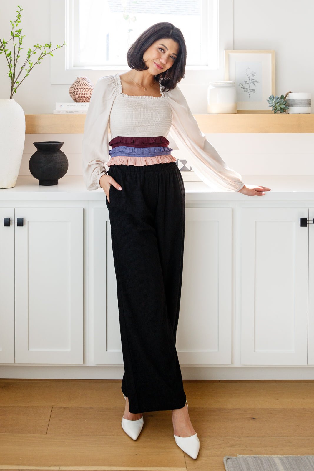 Shirley Smocked Ruffle Blouse (Online Exclusive) - Uptown Boutique Ramona